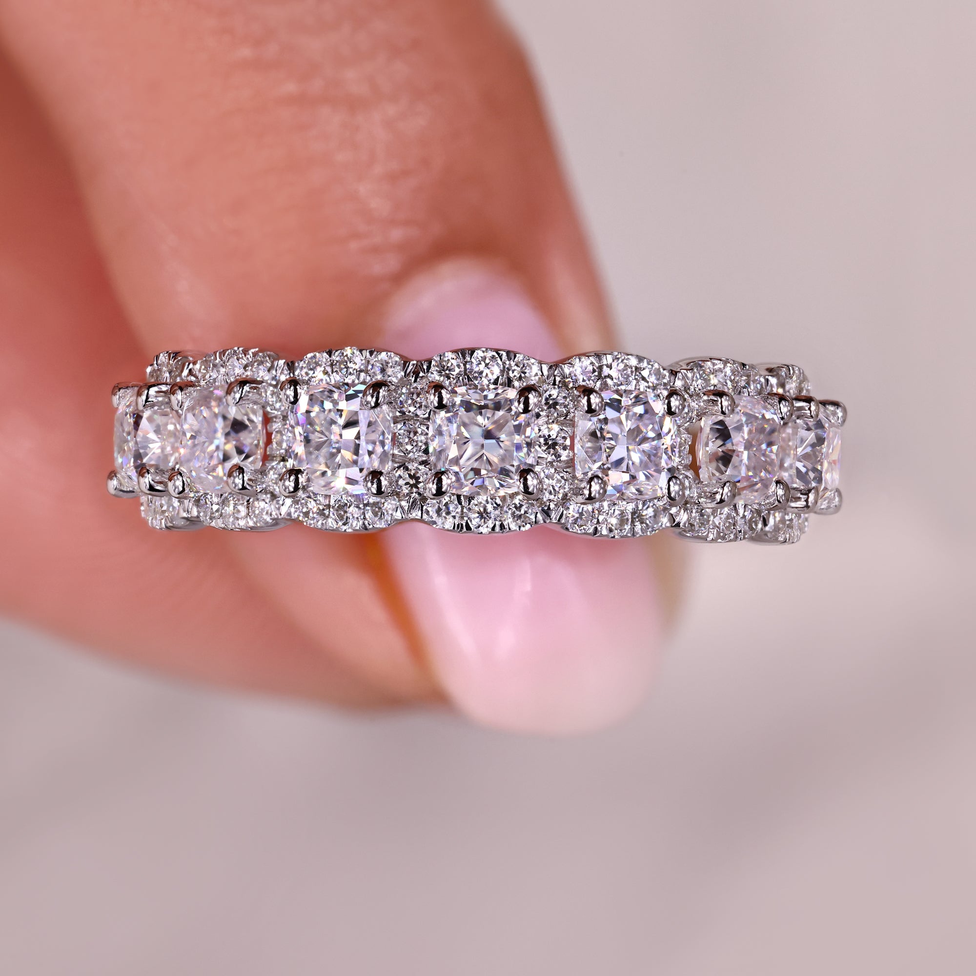 Custom moissanite band for a special occasion.