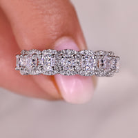 Square Cushion Cut Moissanite Half Eternity