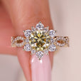 Sunburst Canary Yellow Moissanite Ring glows with warmth and vibrant color.
