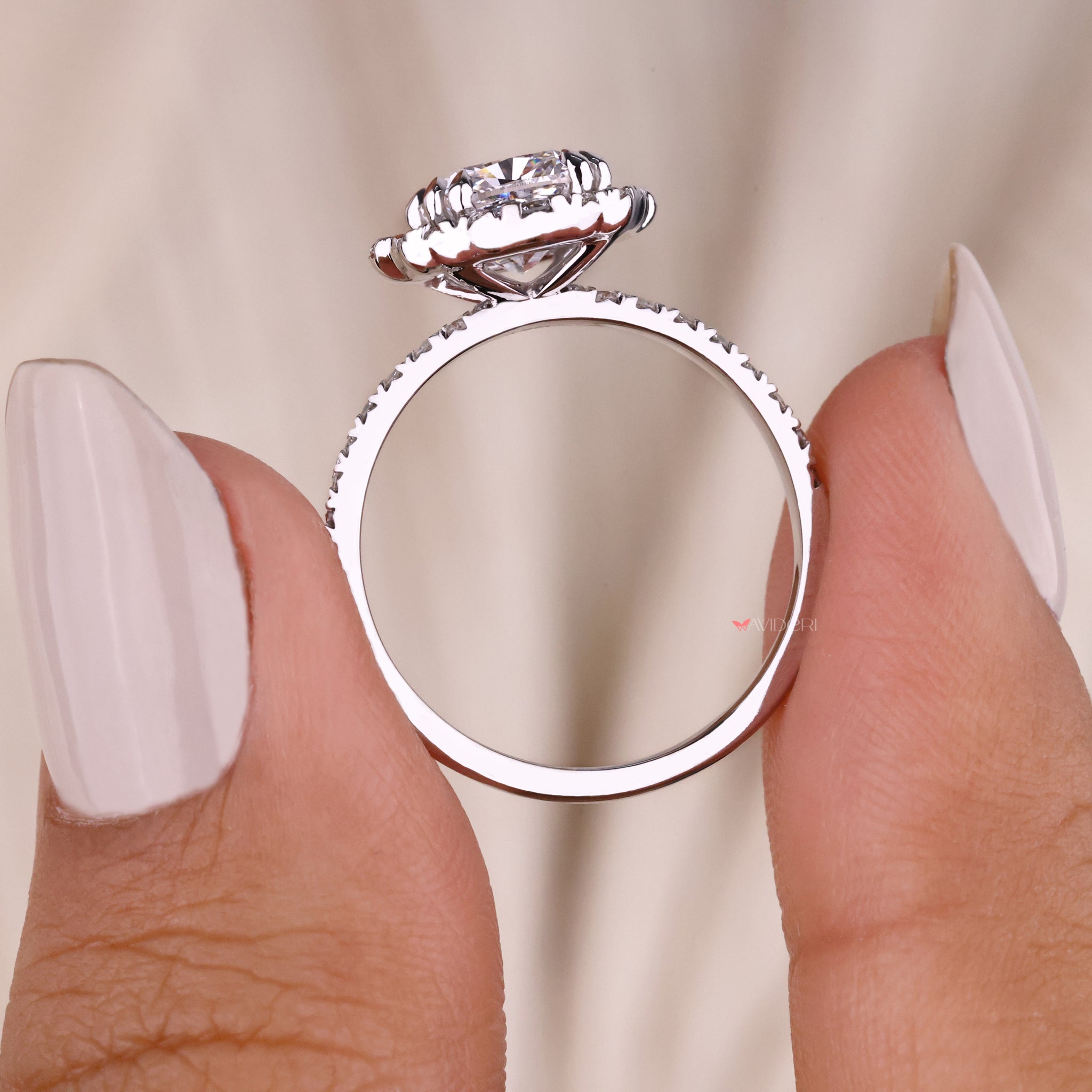 Lab grown diamond in a handmade ring, offering sustainable beauty with exquisite craftsmanship and ethical quality.
