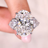 IGI Certified 10 Carat Oval Cut Three Stone Diamond Engagement Ring
