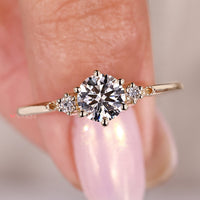 Three Stone Diamond Engagement Ring In Yellow Gold