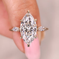 Lab Grown Marquise Cut Three Stone Diamond Ring