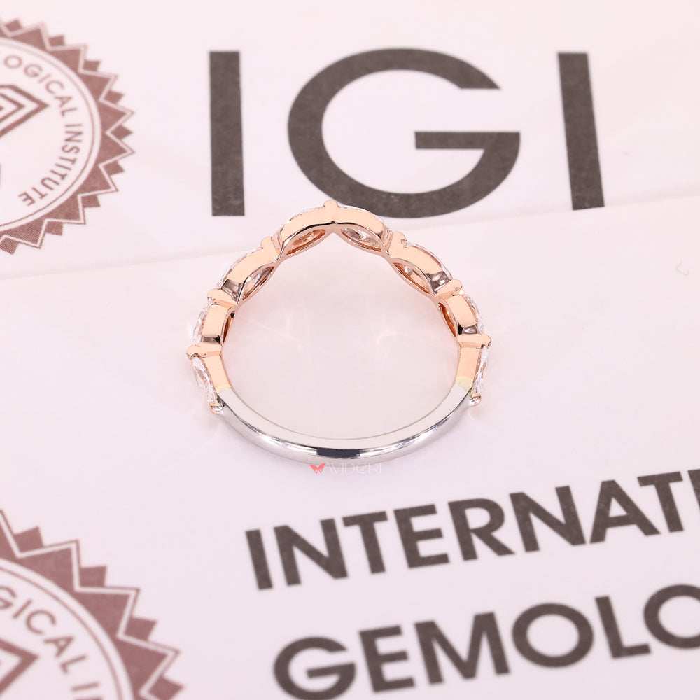 Rose gold and white gold diamond band.
