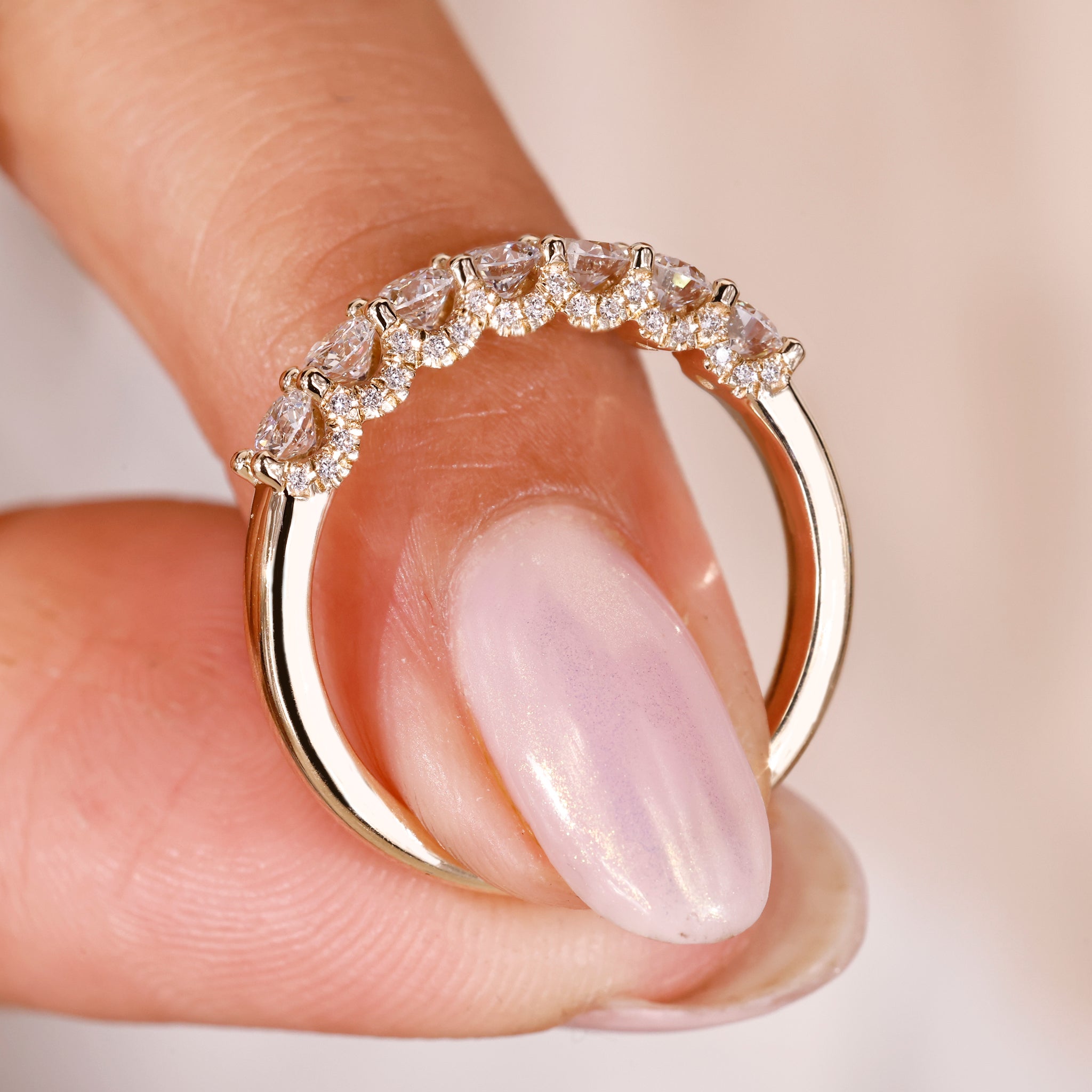 Round Diamond Wedding Band Hidden Micro Pave