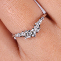 White Gold Band Pear And Tapered Baguette