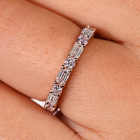 Emerald And Round Wedding Band Rose Gold Tone