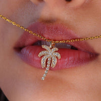 Antique Palm Tree Charm Pendant Detailed In Milgrain