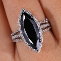 Pave Setting Long Marquise Cut Ring