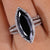 Long marquise cut ring, marquise moissanite ring, handmade ring.