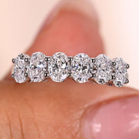 Oval Wedding Band Six Stone Shared Prong Gold Ring Design