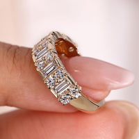 Baguette And Round Diamond Band - Vintage Style