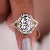 Halo Oval Ring Engagement With Split Shank Style