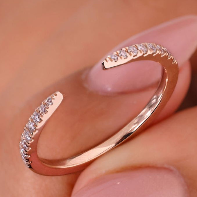 Open wedding band with a minimalist gap design handcrafted for elegance
