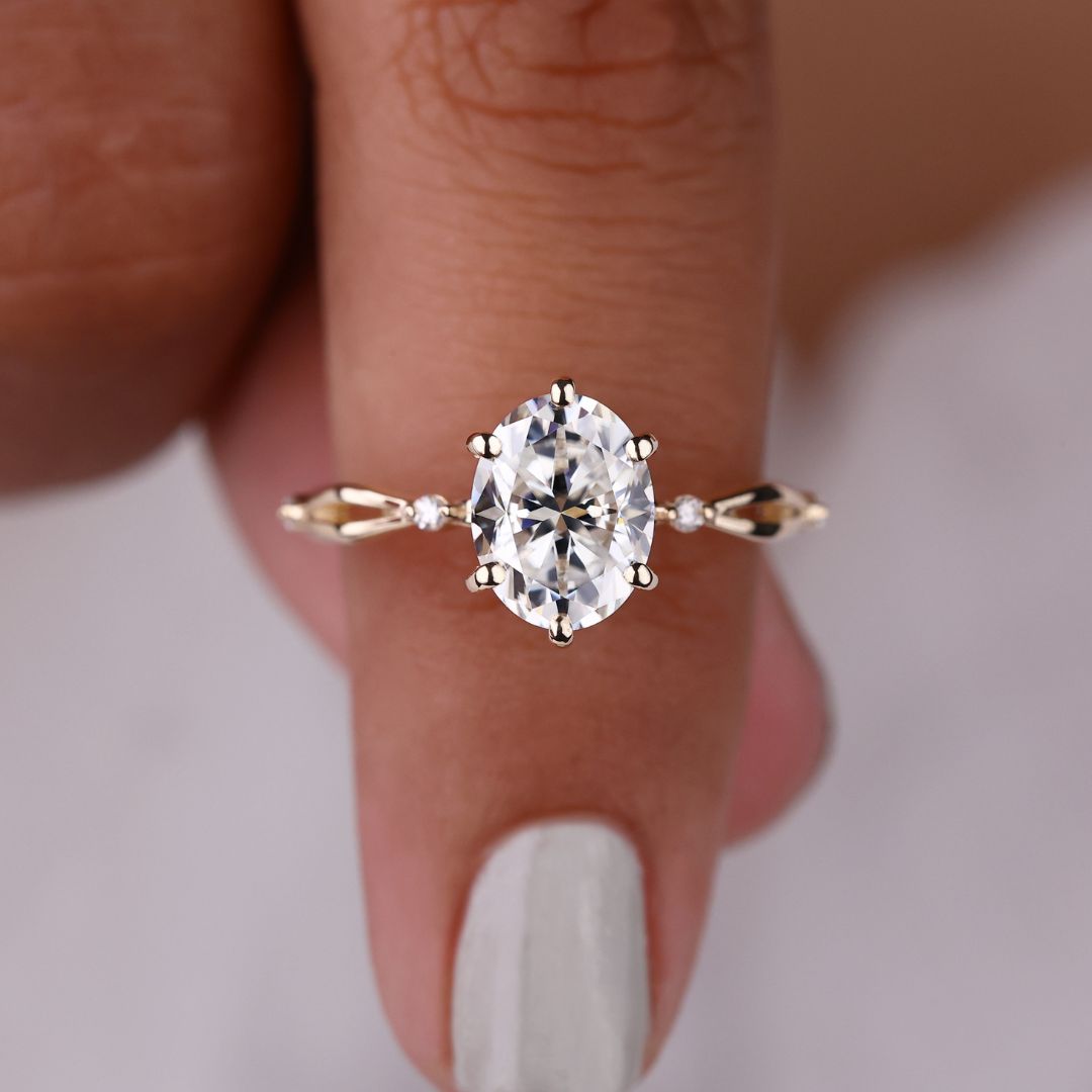 Moissanite Celtic engagement ring featuring intricate knotwork.
