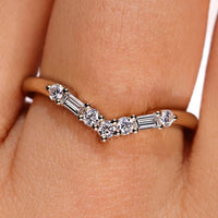 Curved Diamond Wedding Band - Baguette And Round Cut