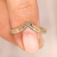 Vintage wedding band with v shaped art deco.
