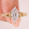 Vintage hexagon step cut diamond solitaire ring.
