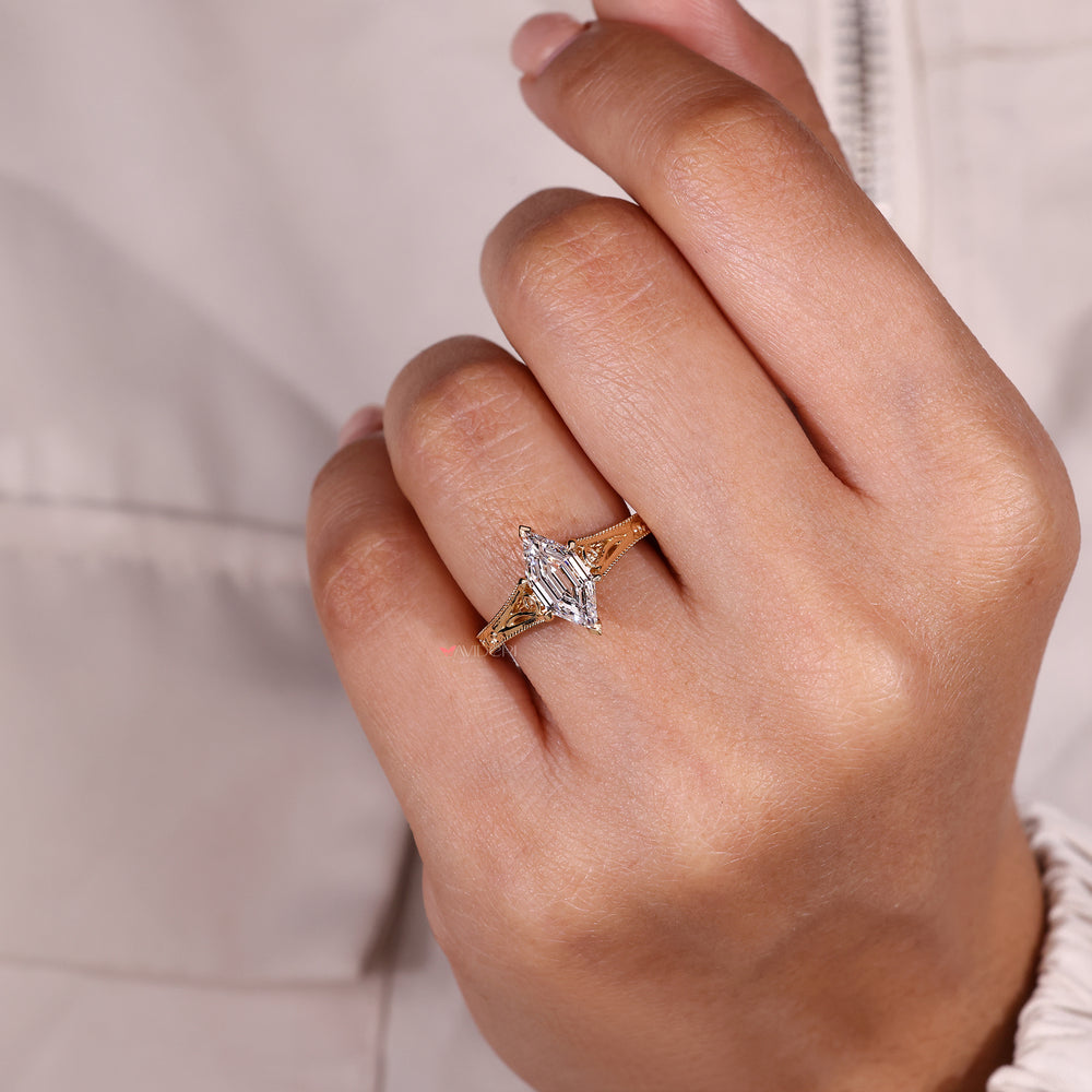 Avideri hexagon diamond vintage engagement ring.