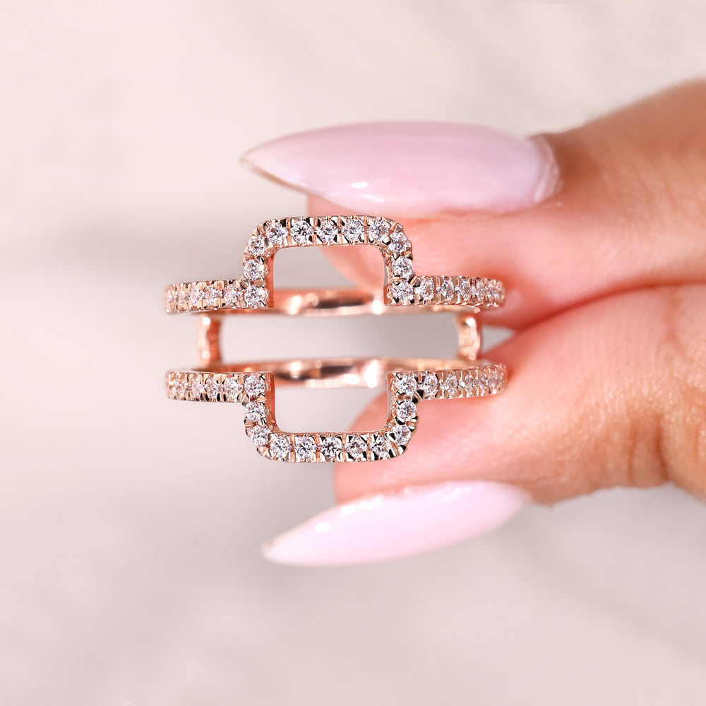 Lab grown wrap guard diamond band style.
