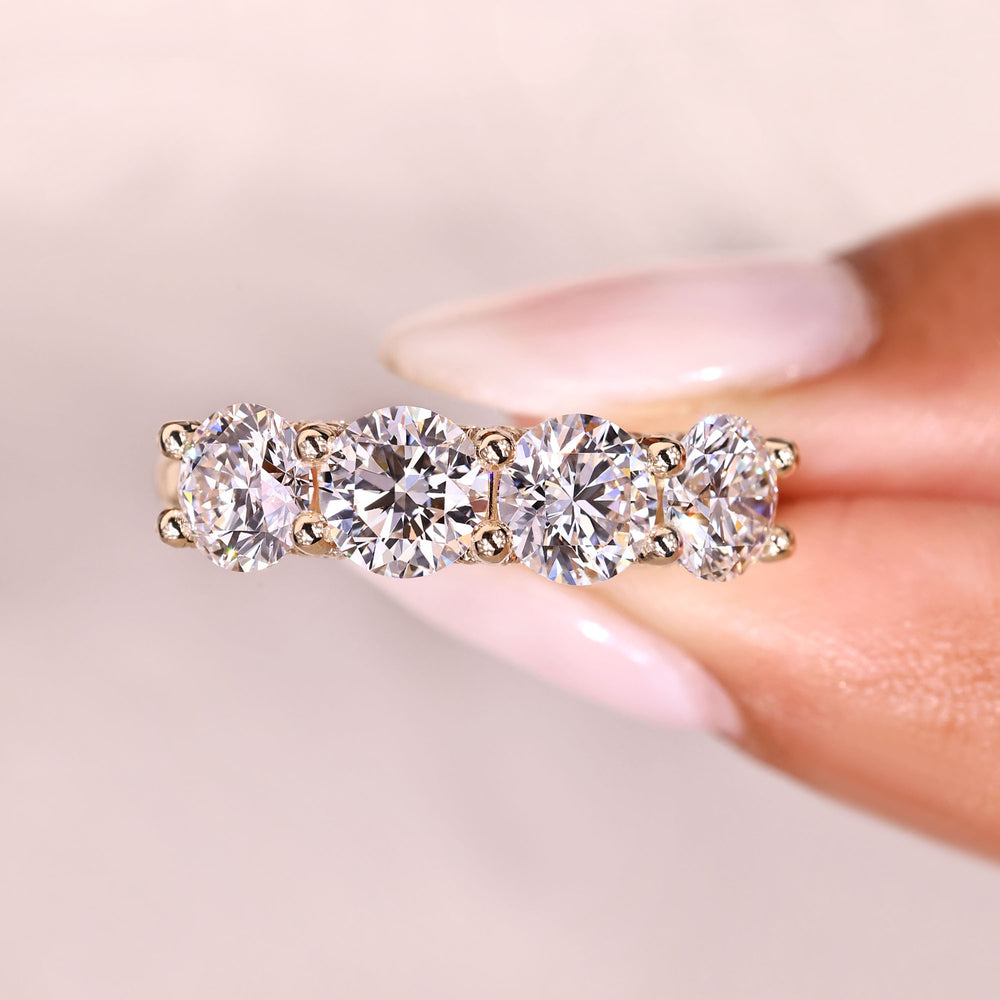 Lab grown diamond band with micro pave round stones.
