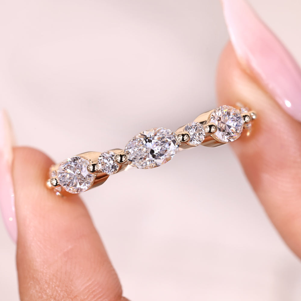 Half eternity oval and round diamond band handmade.
