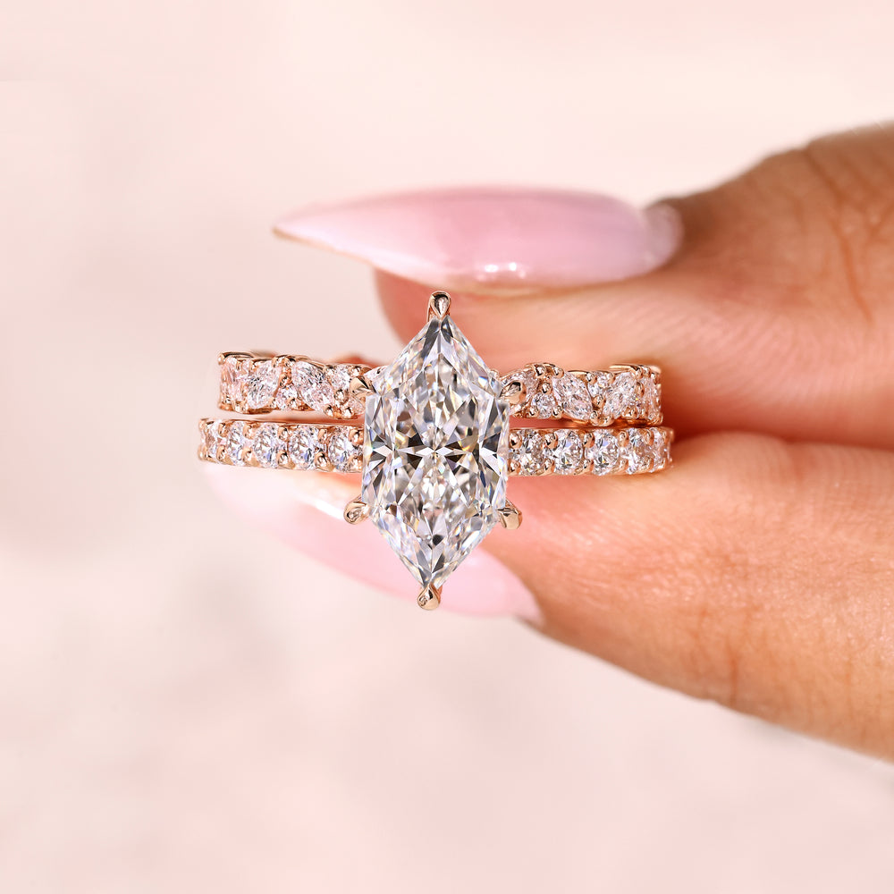 Full eternity band with marquise diamond ring.
