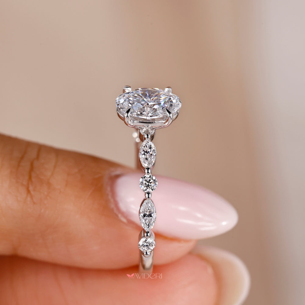 4 Claw Prong set, oval diamond engagement ring, igi certified, handmade jewelry
