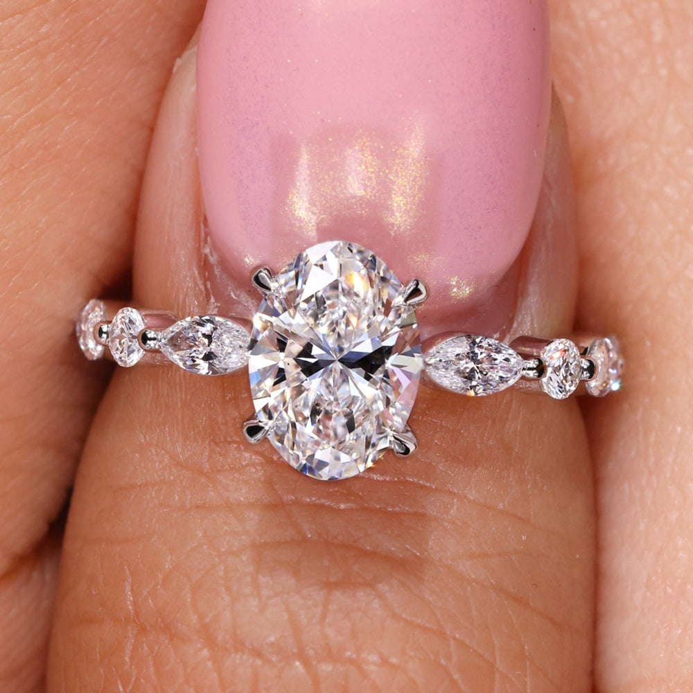 Oval engagement ring, oval diamond engagement ring, Lab Grown Diamond.