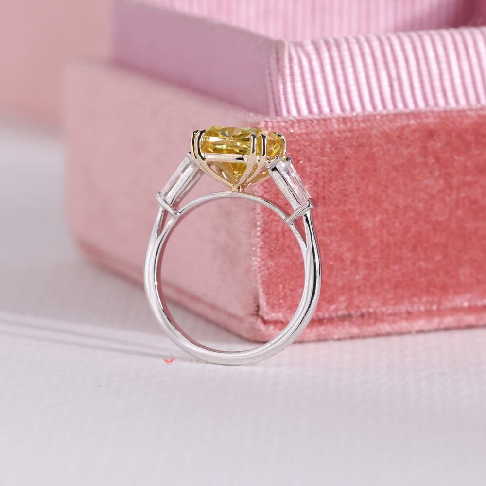 Moissanite wedding ring, handmade ring, tapered baguette cut ring
