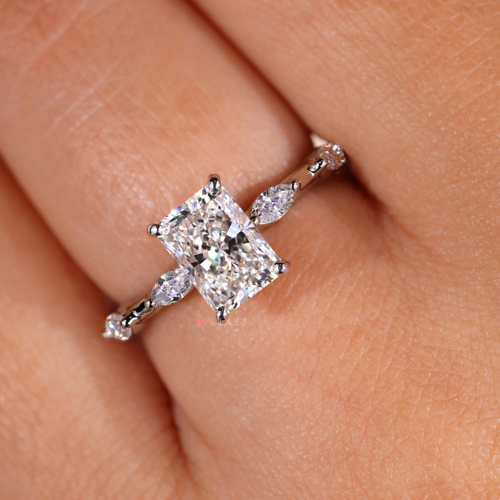 Lab Grown Diamond radiant engagement ring for a sustainable option.

