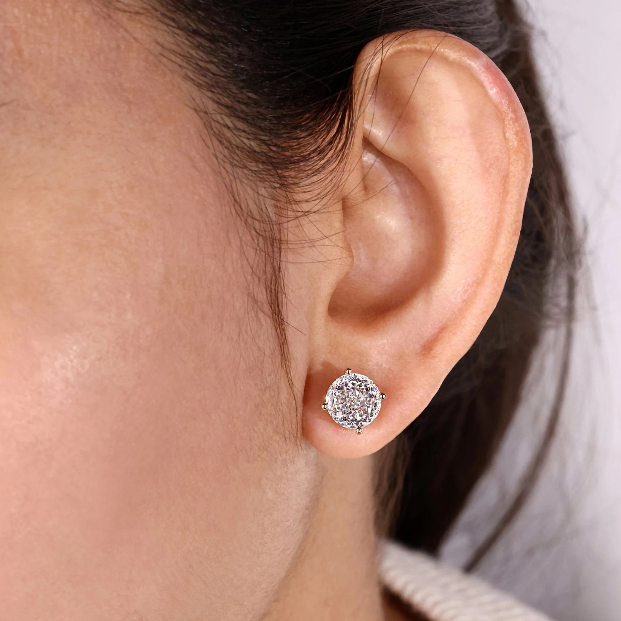 Stunning Portuguese Cut Moissanite earrings in screwback earrings style.
