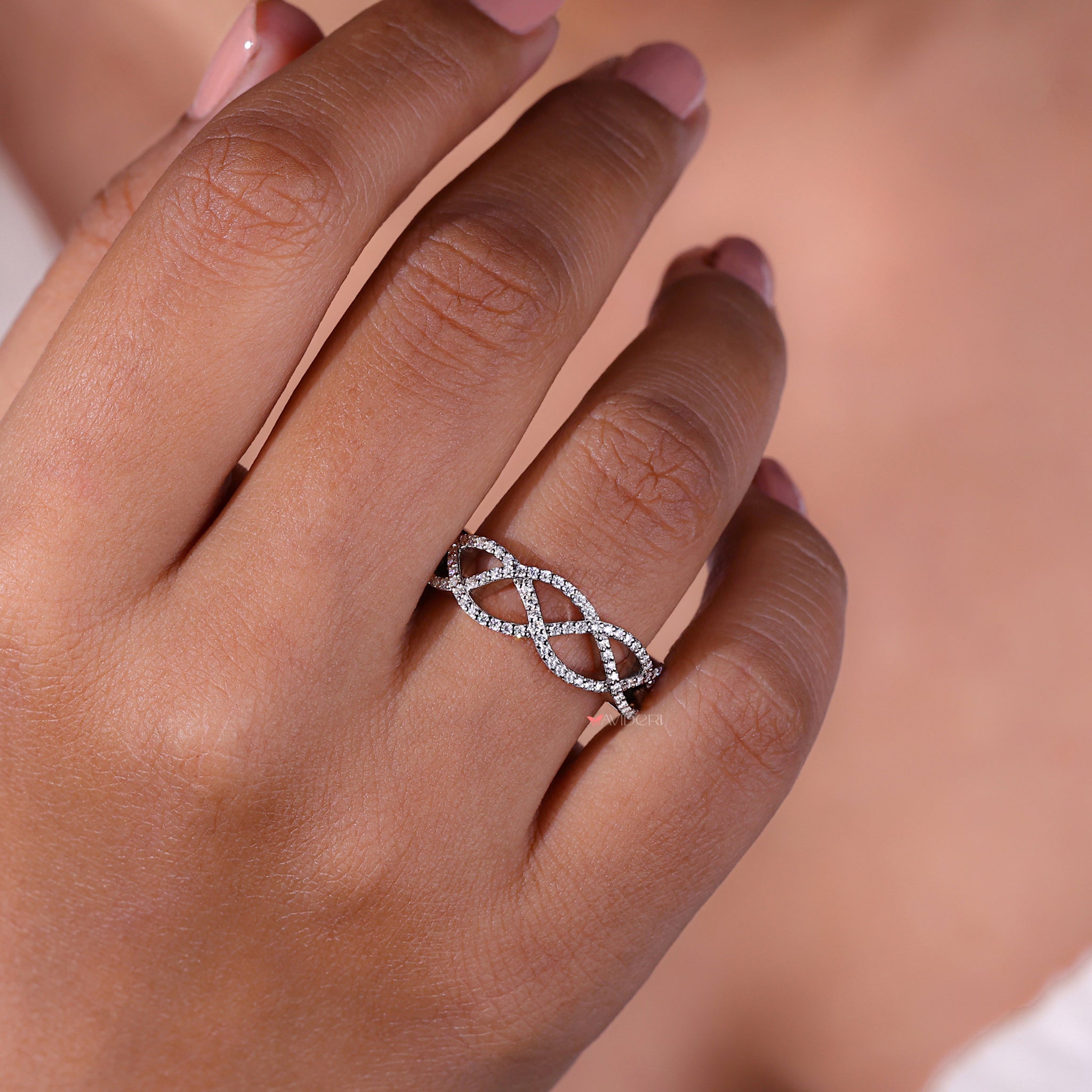 Weave Infinity Ring brilliant cut diamond handmade jewelry avideri engagement ring
