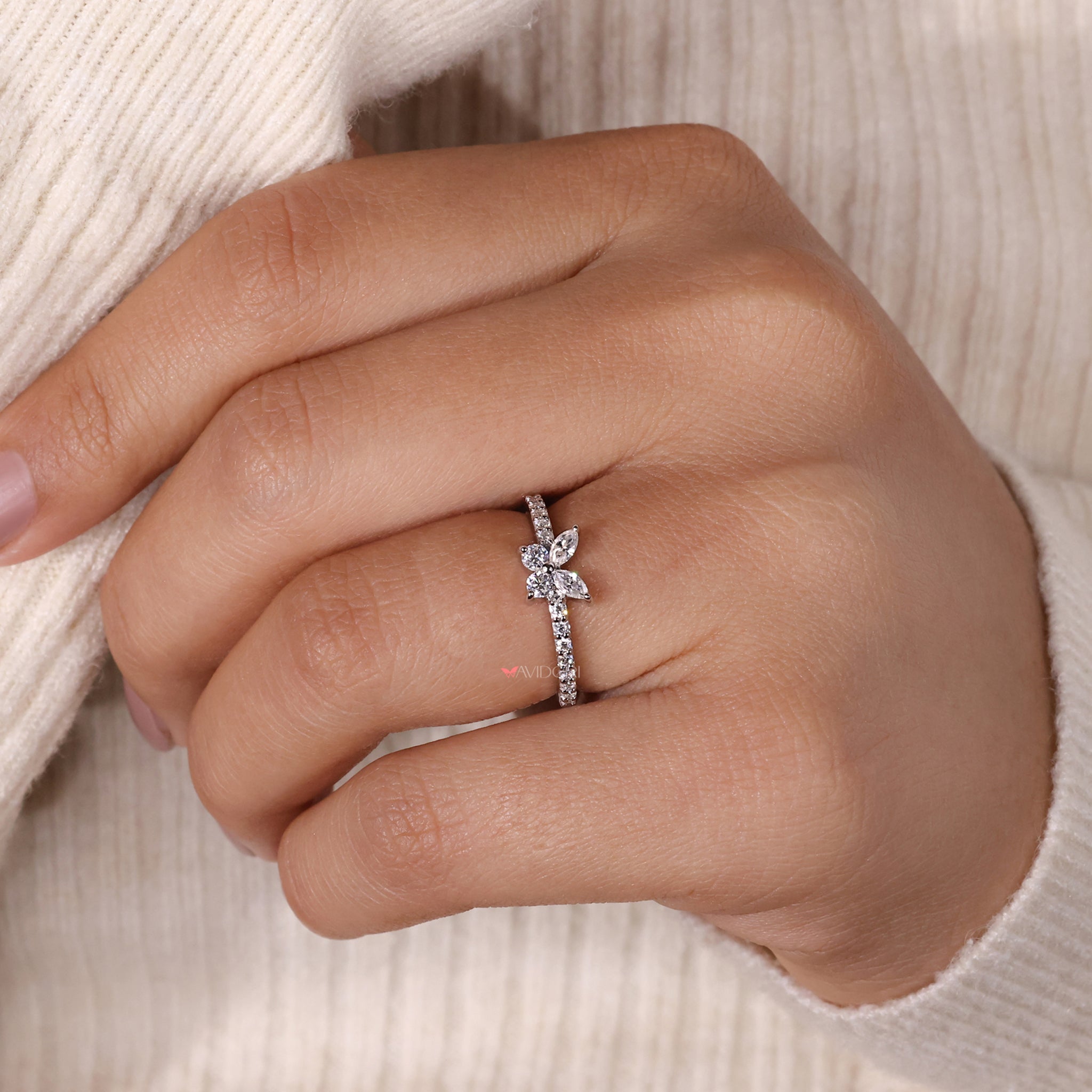 pave wedding band marquise ring white gold and diamond ring
