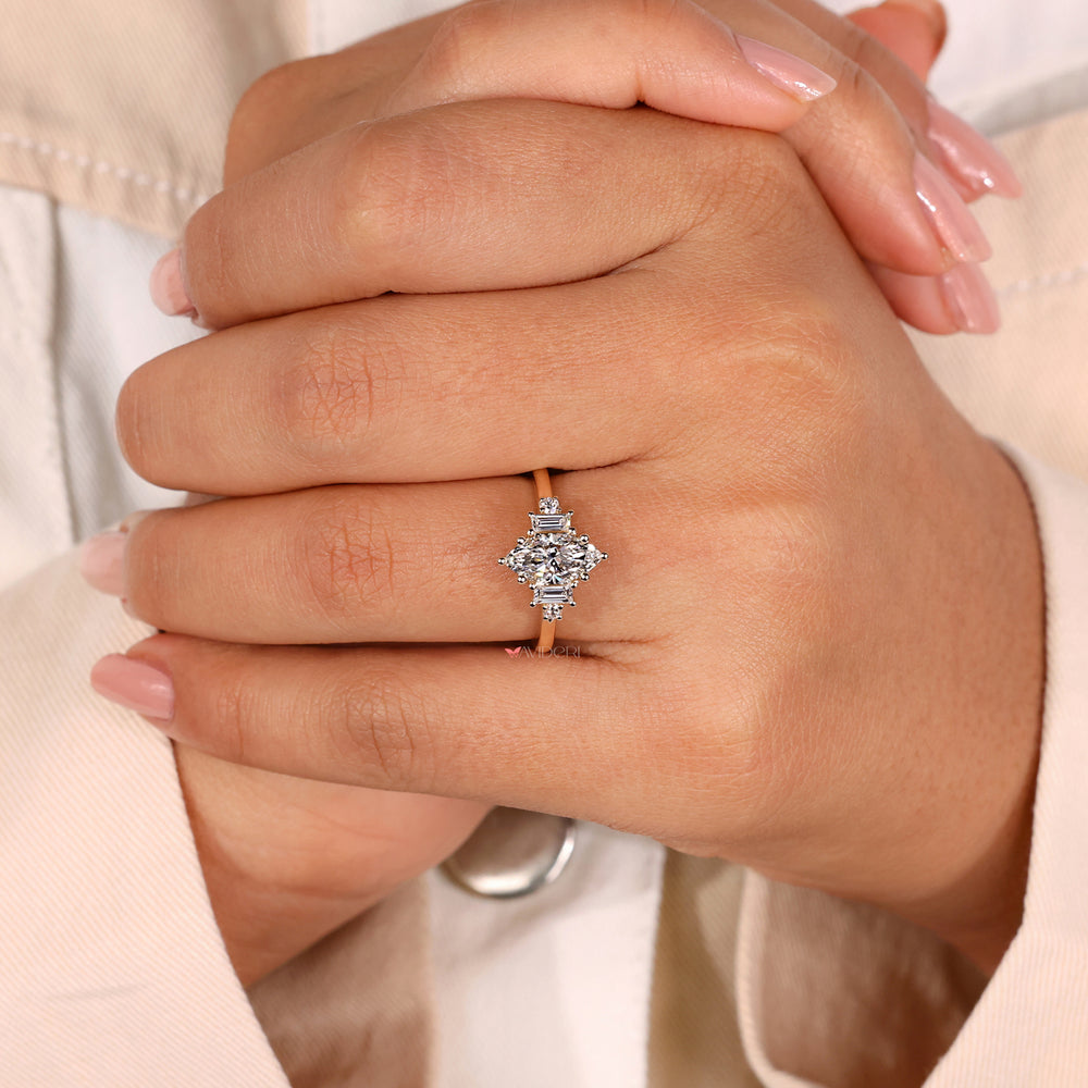 Yellow gold diamond ring with a 5 stone ring.
