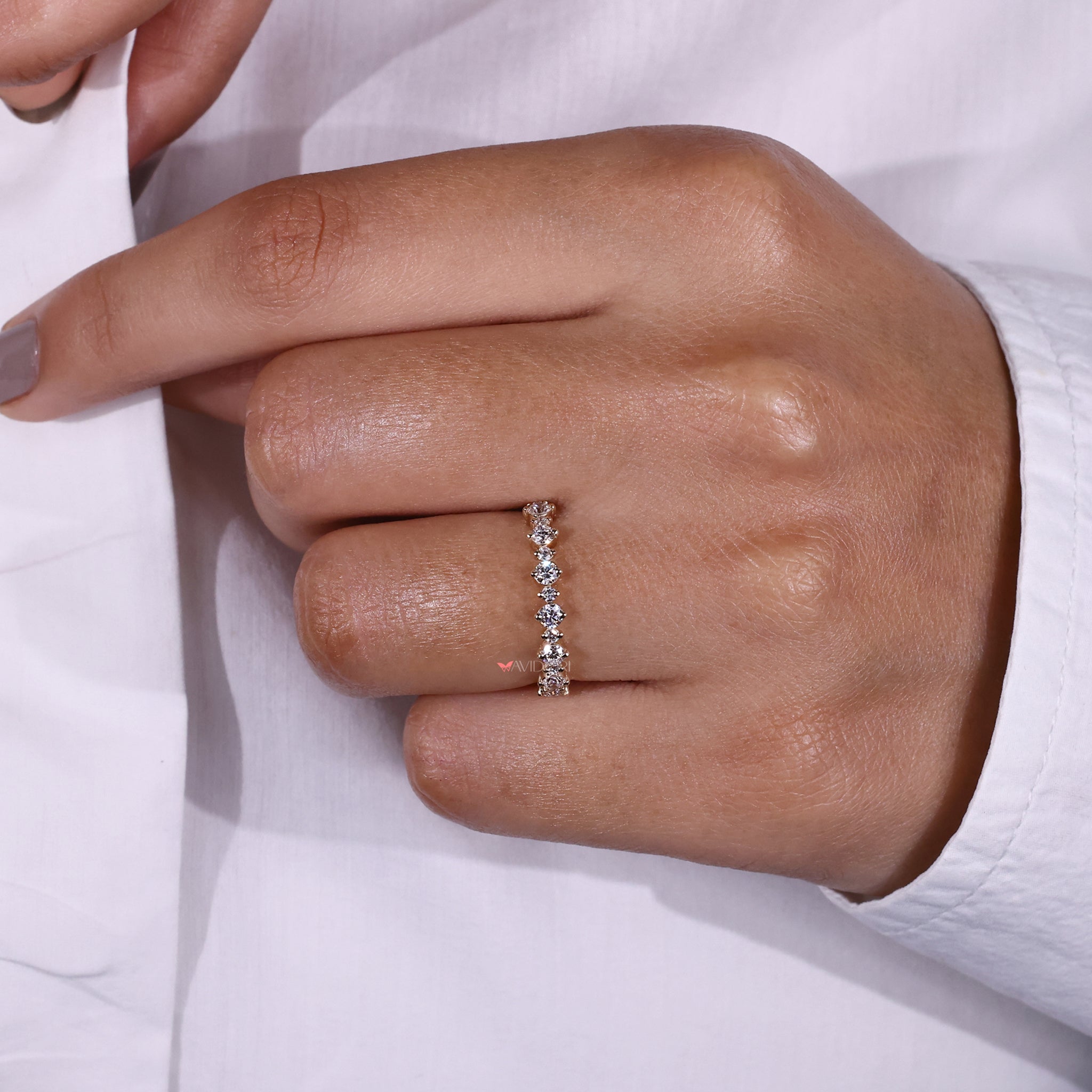 A sophisticated diamond wedding band ring with Lab Grown Diamond options.
