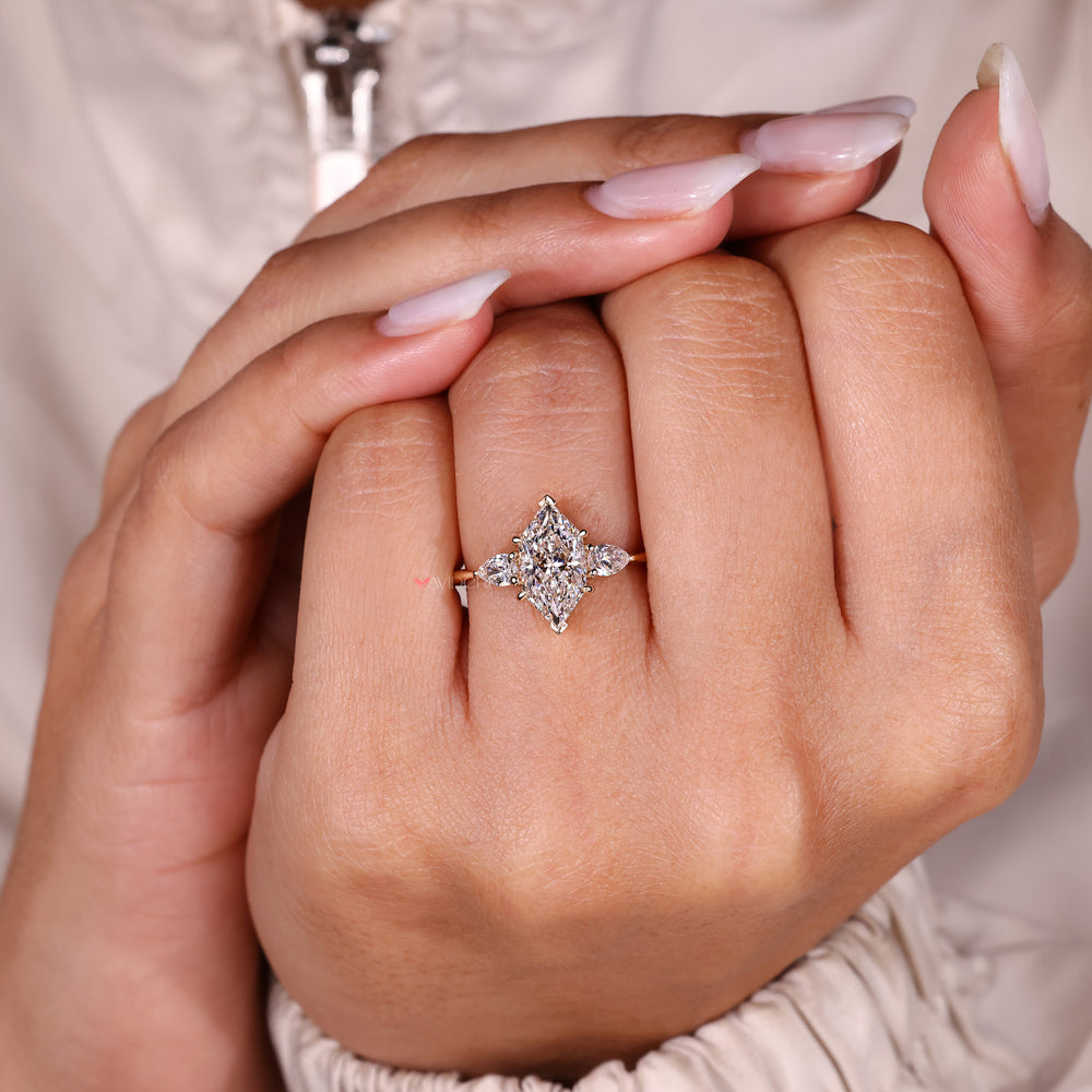 Dutch marquise diamond ring with v prong setting.
