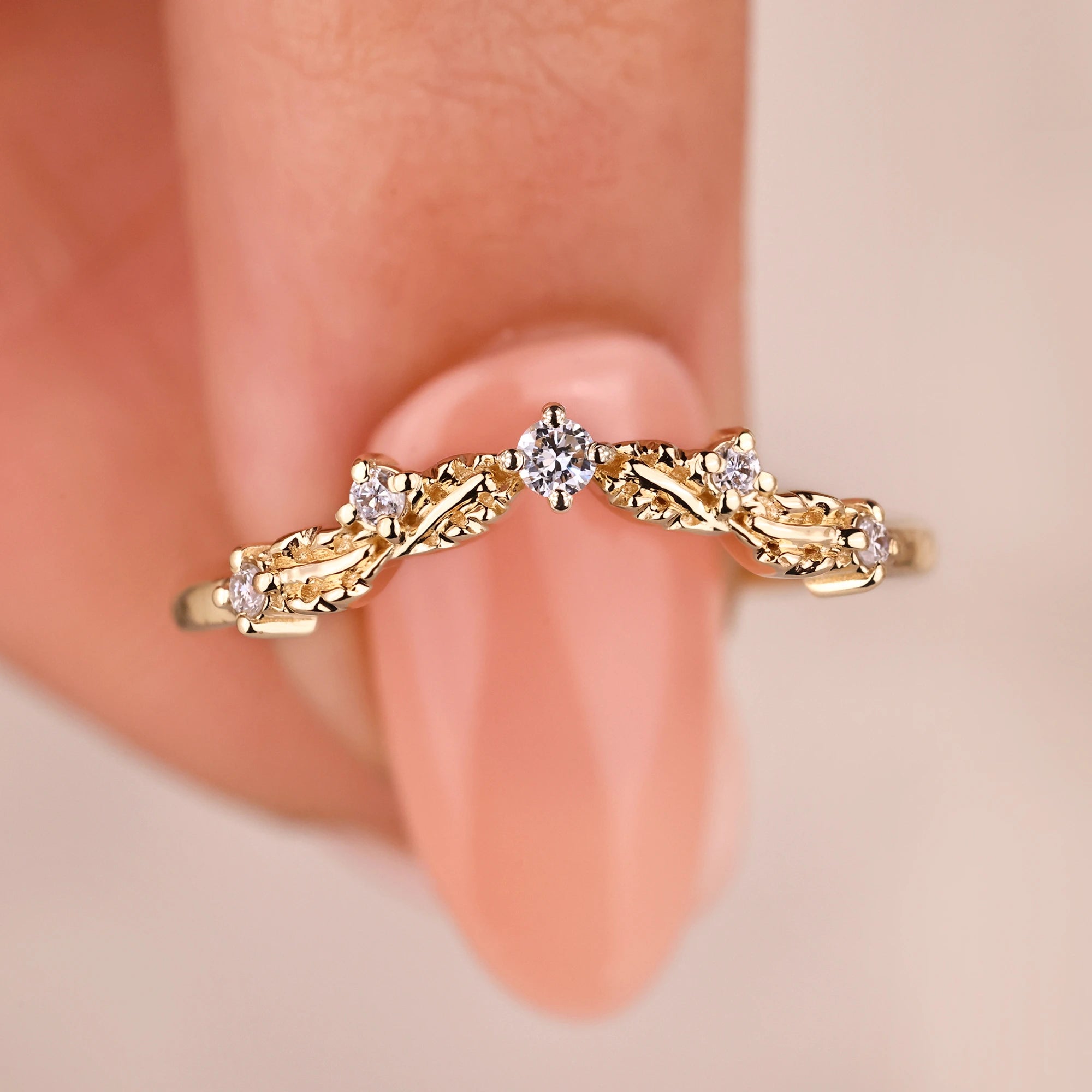 Art deco diamond band with diamond wedding band.