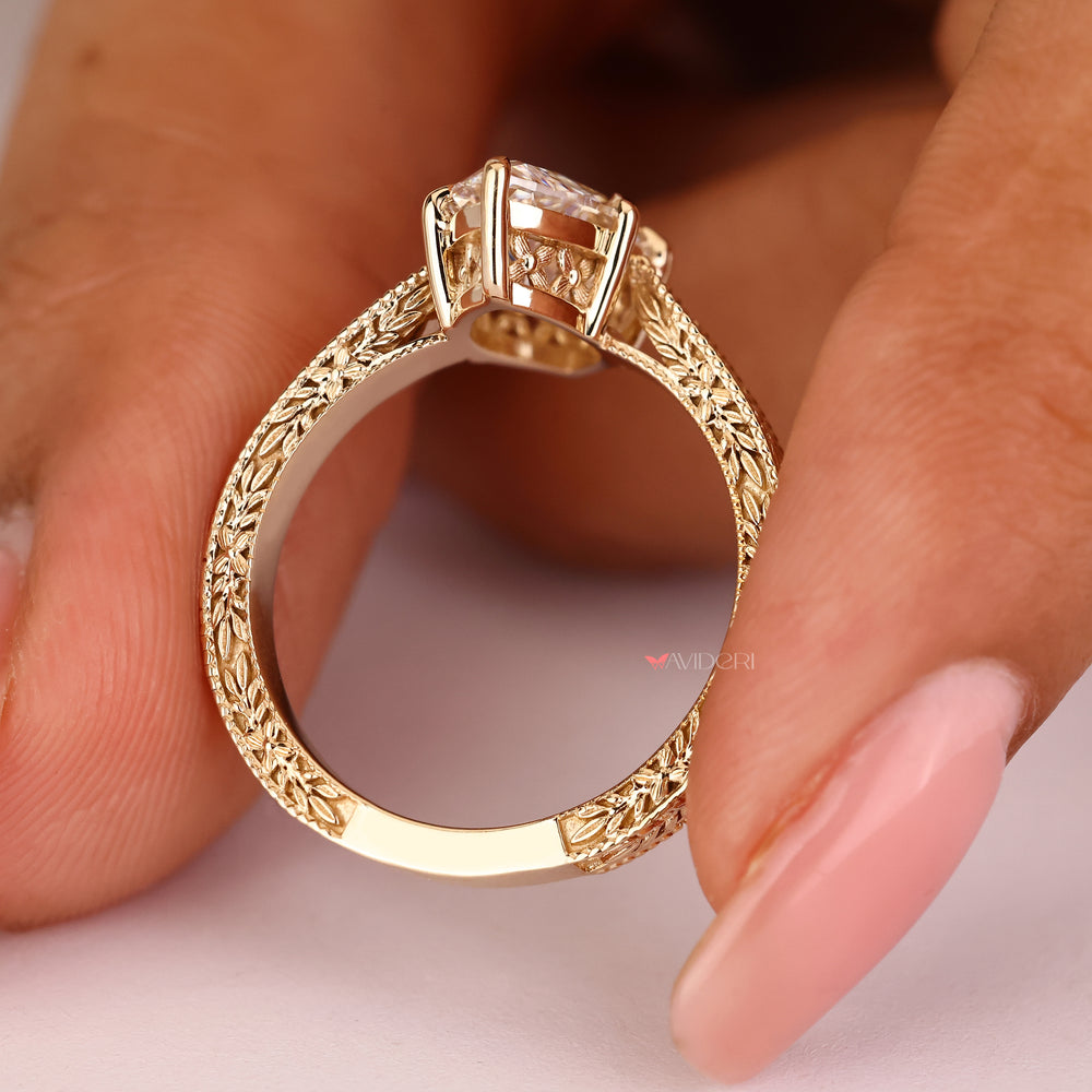 IGI certified marquise diamond ring with six claw prongs
