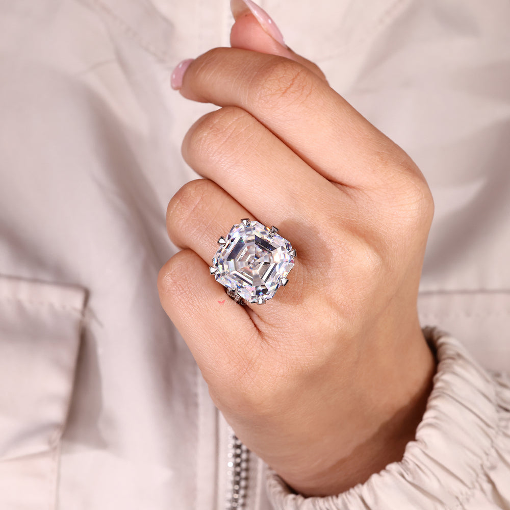 Avideri Asscher cut moissanite ring handmade.