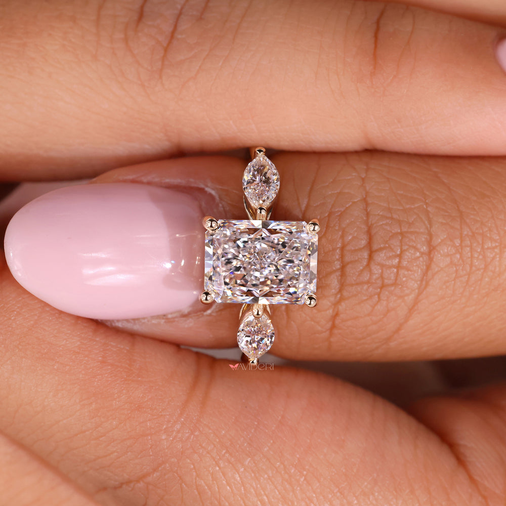 IGI certified radiant cut ring in elegant yellow gold.
