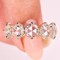 Five Stone Round Rose Cut Diamond Half Eternity Band