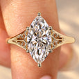 Vintage marquise engagement ring with six prongs.
