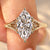 Vintage marquise engagement ring with six prongs.
