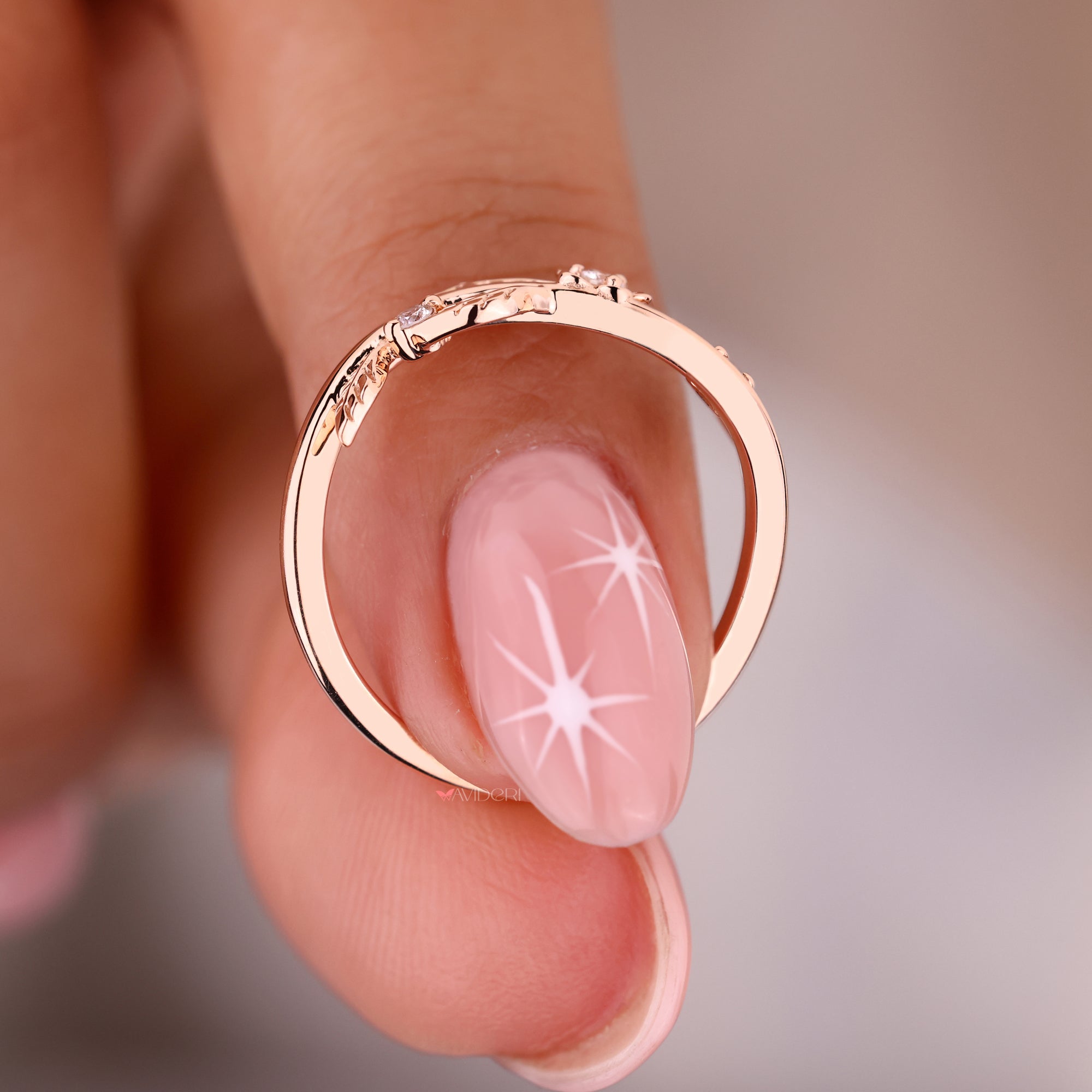 Romantic rose gold wedding band perfect for brides.