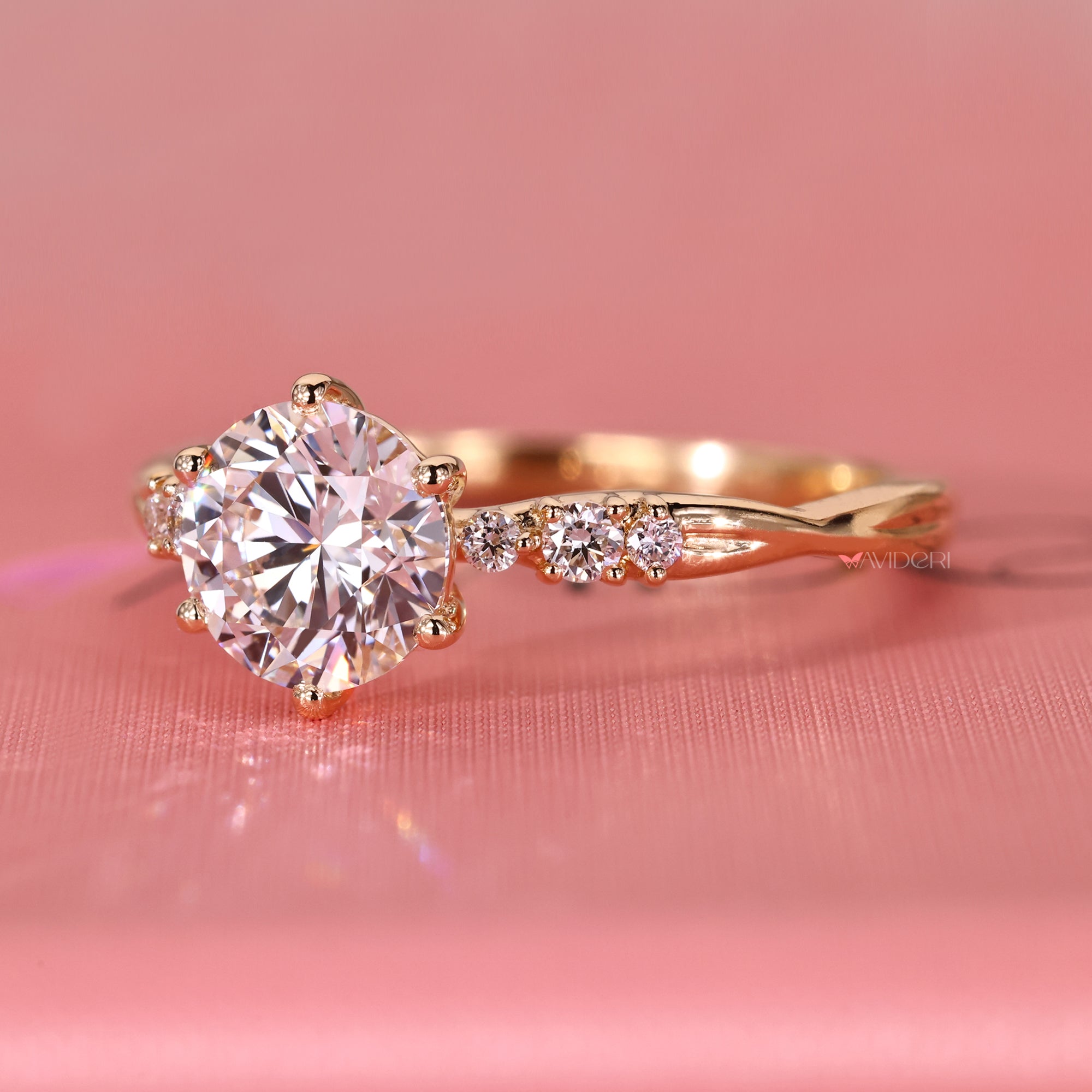 Round diamond engagement ring with a six prong ring setting, perfect for proposals or anniversaries with timeless appeal.