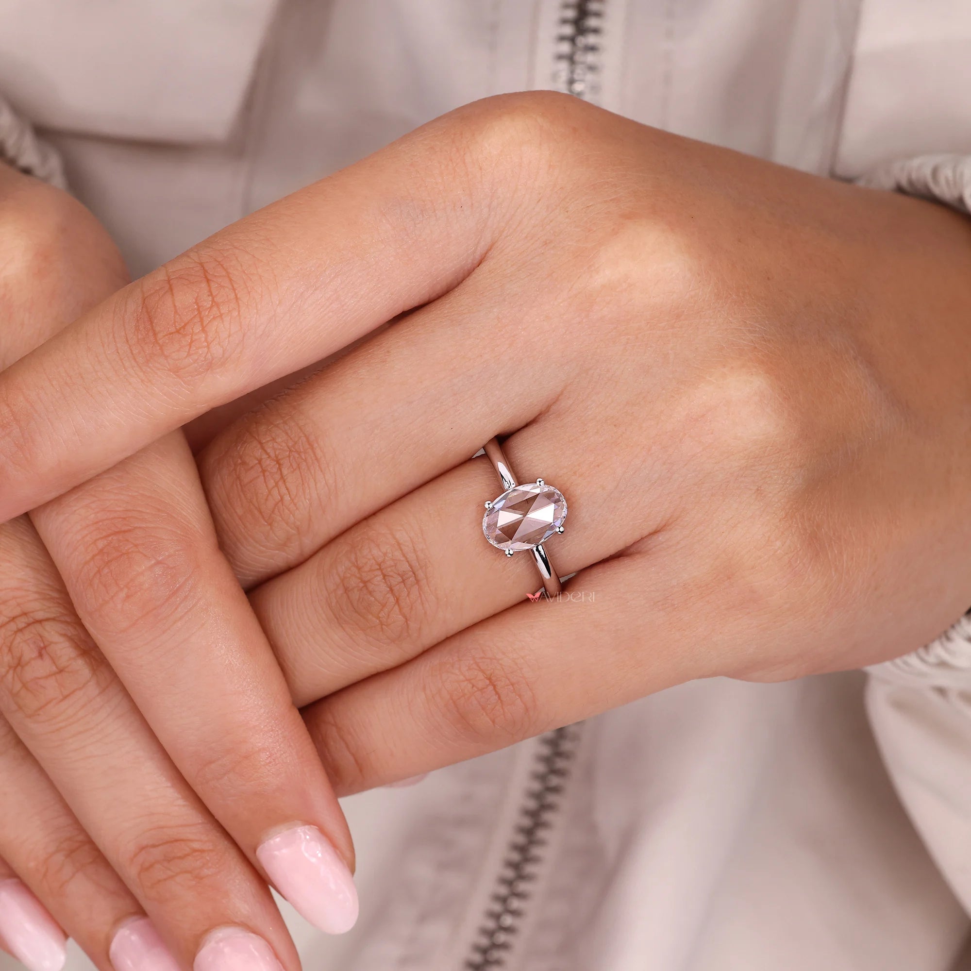 Simple engagement ring with handmade jewelry.
