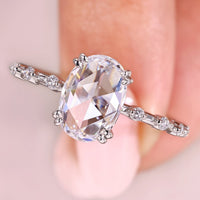 Oval Rose Cut White Gold Diamond Ring