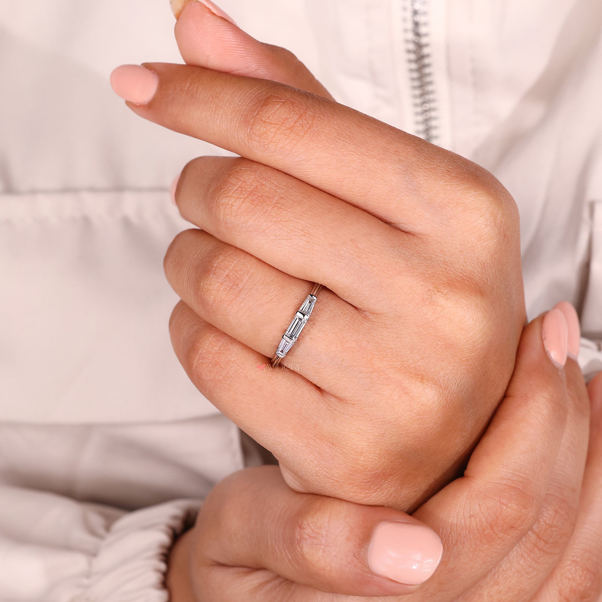 Custom wedding band with handmade jewelry.