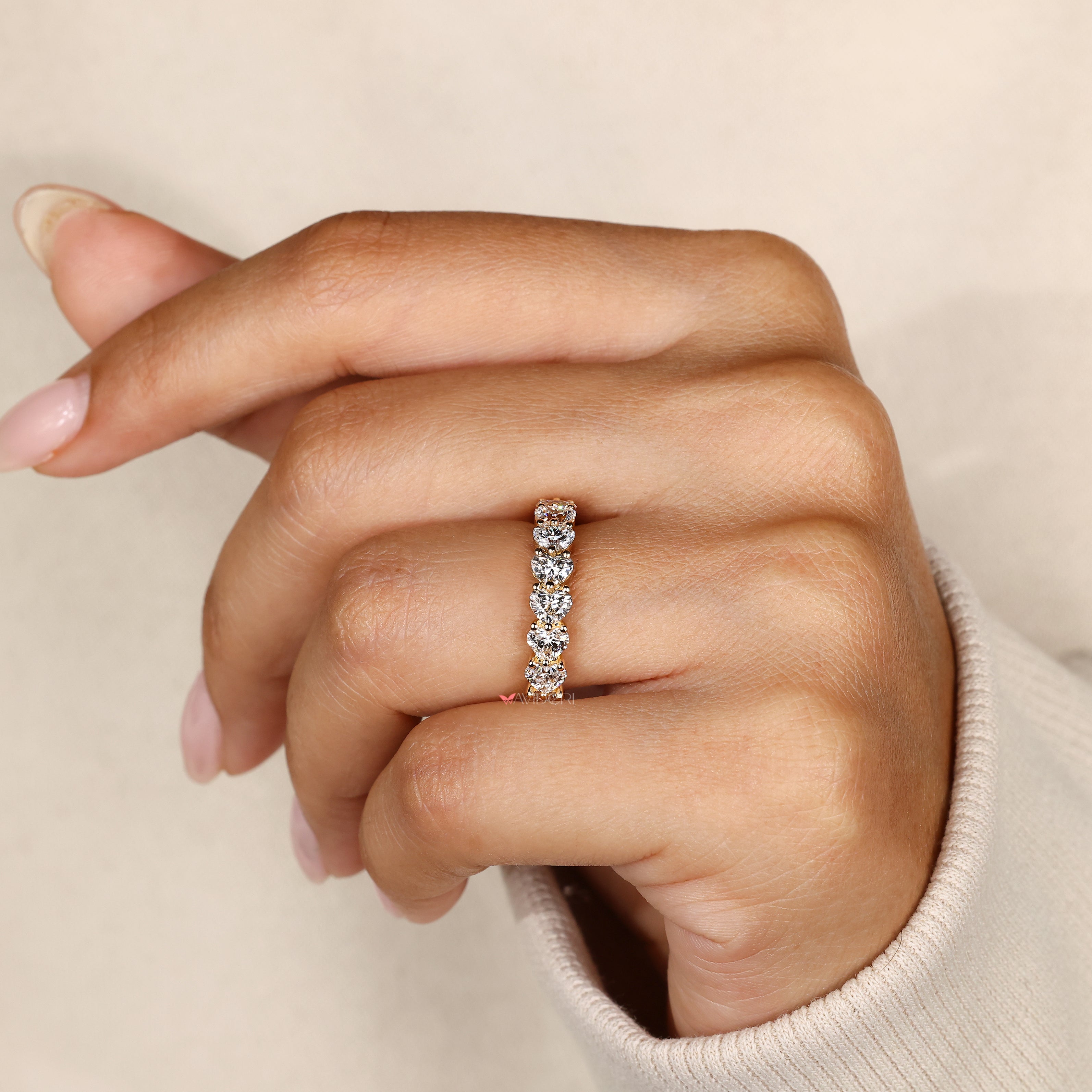 Lab grown heart cut diamond band handmade.

